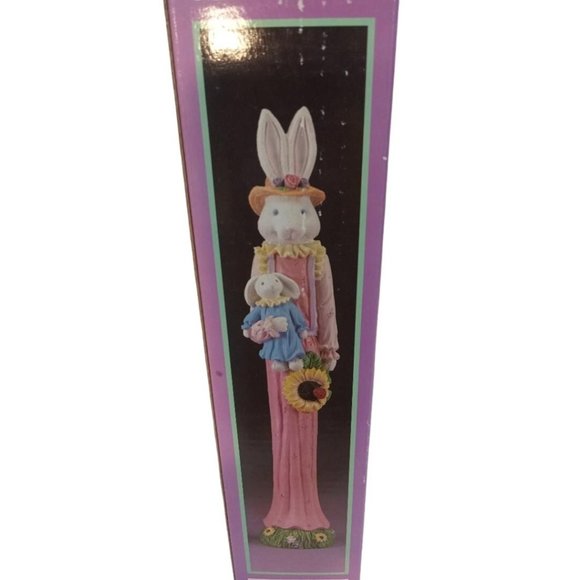 World Bazaars Inc Female Bunny Rabbit 12 In Ceramic Figurine With Baby In Hand - Picture 7 of 12